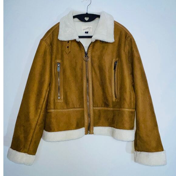 Universal Thread Sherpa Lined Faux Suede Bomber Jacket - Women's Size XXL - Picture 3 of 10